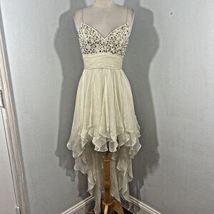Dave Johnny Dress Womens 3  4 Beaded Ruffle High Low Babydoll Fairycore‎ 90s Y2K